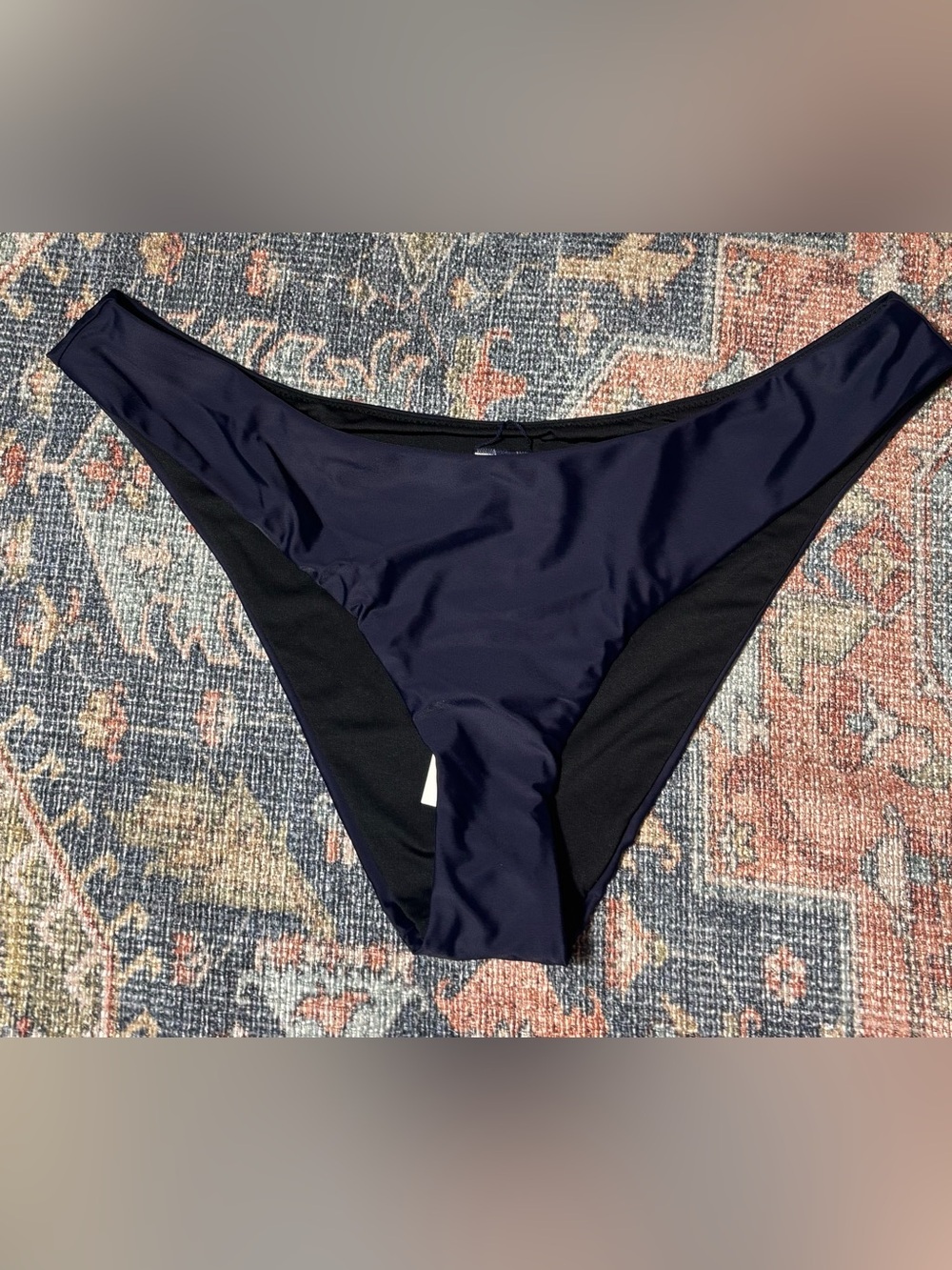 J.Crew Curved-Waist Cheeky Bikini Bottom Navy Blue Women’s Size Large NWT